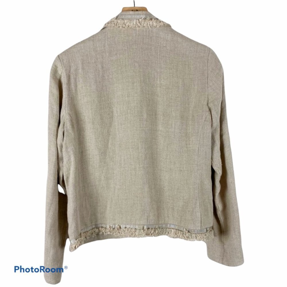 CHICO'S Natural Tan Linen Hopsack Alex Blazer Jacket NWT  Small - Picture 3 of 8